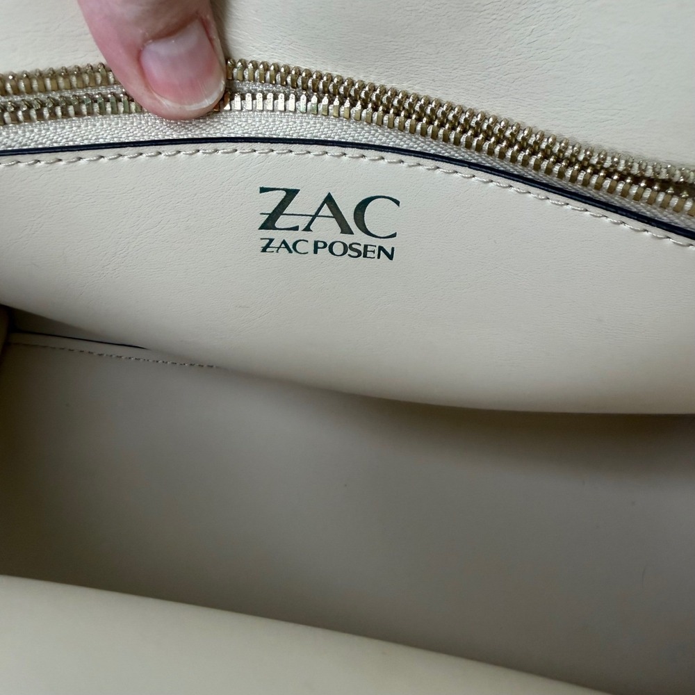 ZAC Zac Posen Eartha Iconic Shopper Cream Leather Hinge Lock Structured Chic OS - Picture 8 of 16
